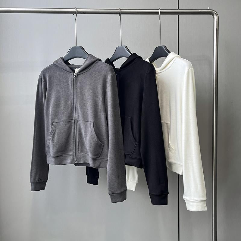 Women’s Minimal Zip Hoodie Cropped Jacket