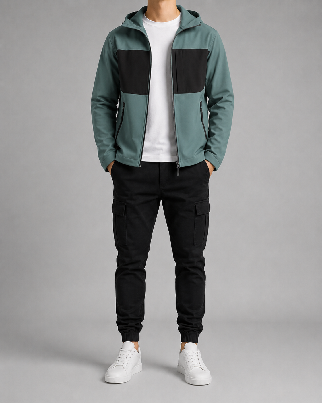 Colourblock Softshell Hooded Jacket