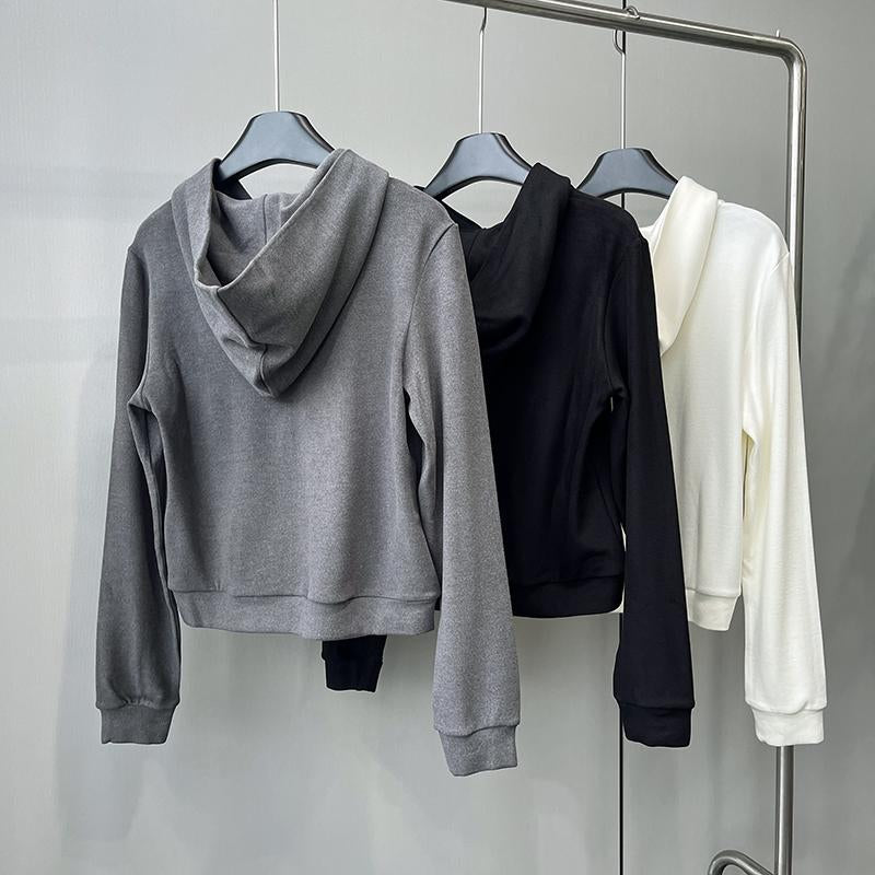 Women’s Minimal Zip Hoodie Cropped Jacket