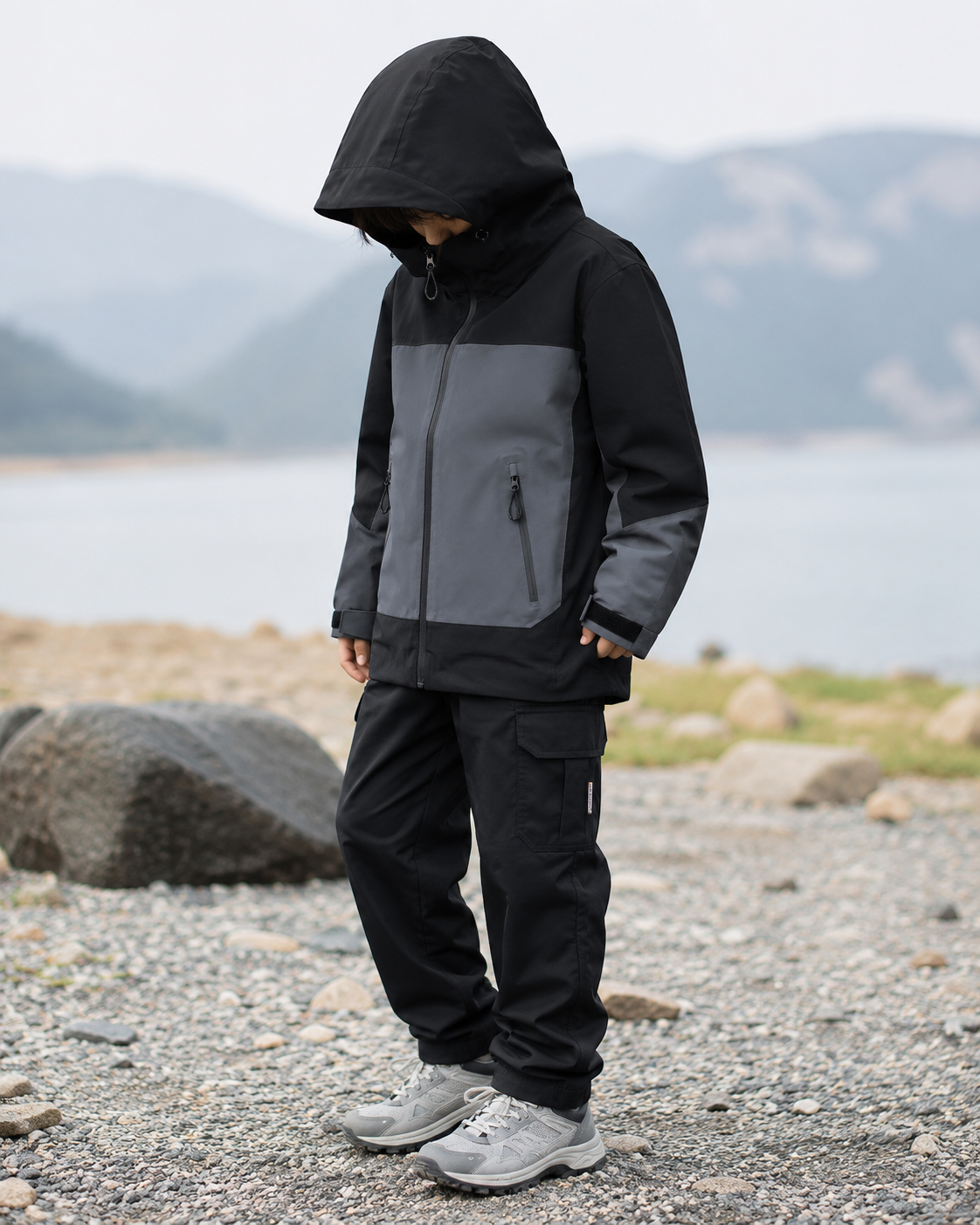 Kids Colour Block Waterproof Hardshell Jacket