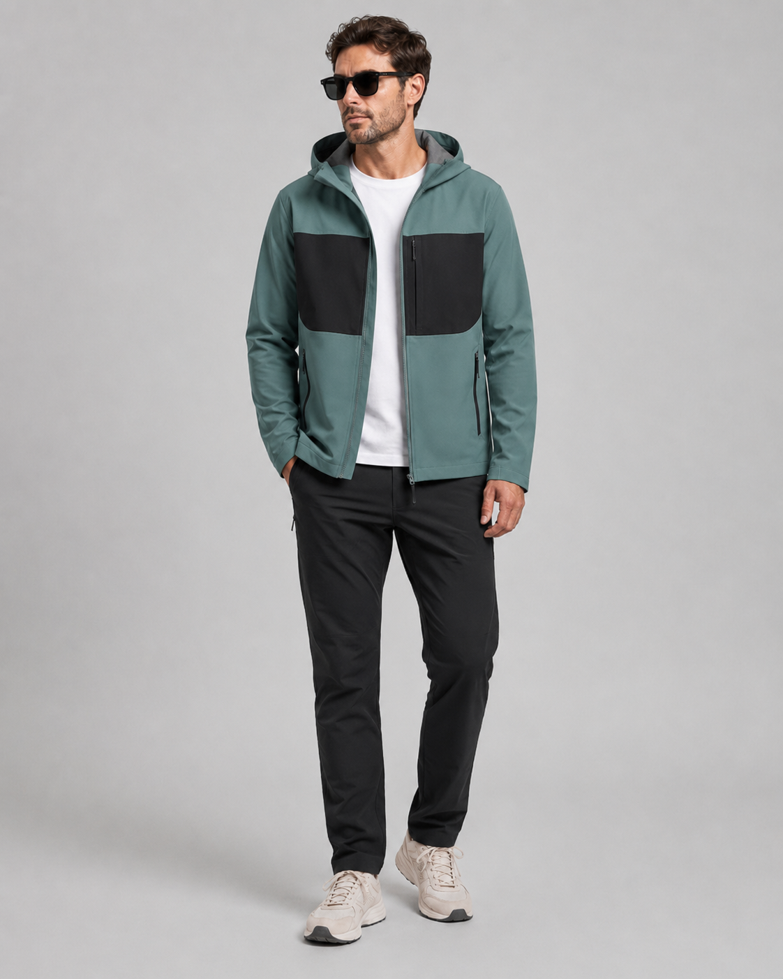 Colourblock Softshell Hooded Jacket